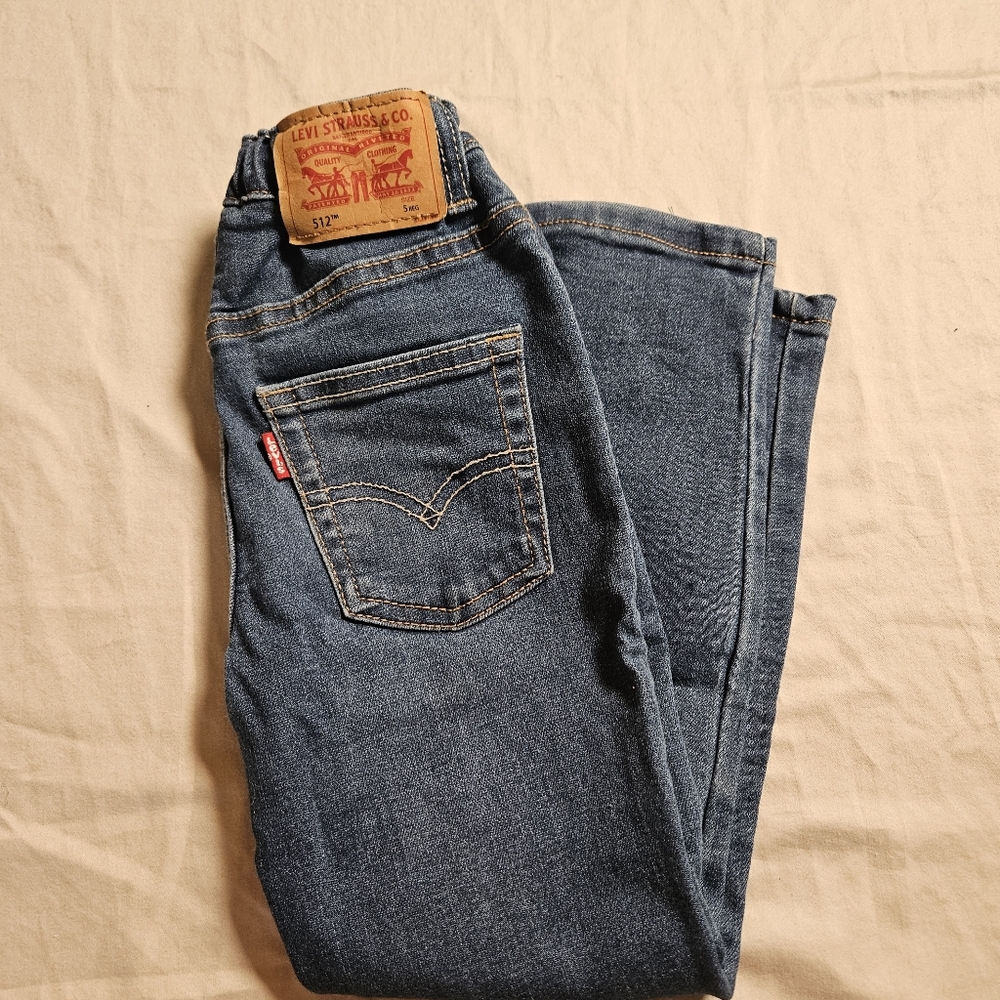 Levi's 512 Jeans Boys Size 5 Regular Blue‎ Denim Adjustable Waist